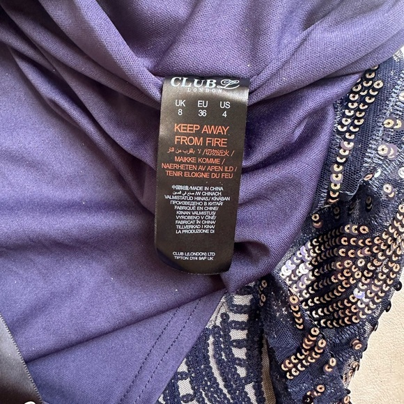 Club L London Blue and Silver Sequin Strapless Gown - Picture 8 of 9